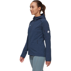 Mammut Madris Light Hooded Jacket hooded profile suitable for weather-ready layering.