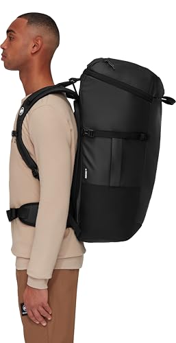 Mammut Neon 55 backpack with climbing gear illustrating practical organization