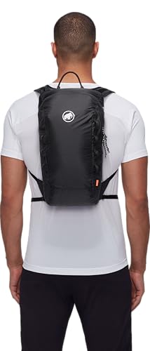 Mammut Neon Light chest strap demonstrates secure, adjustable fit during climbs.