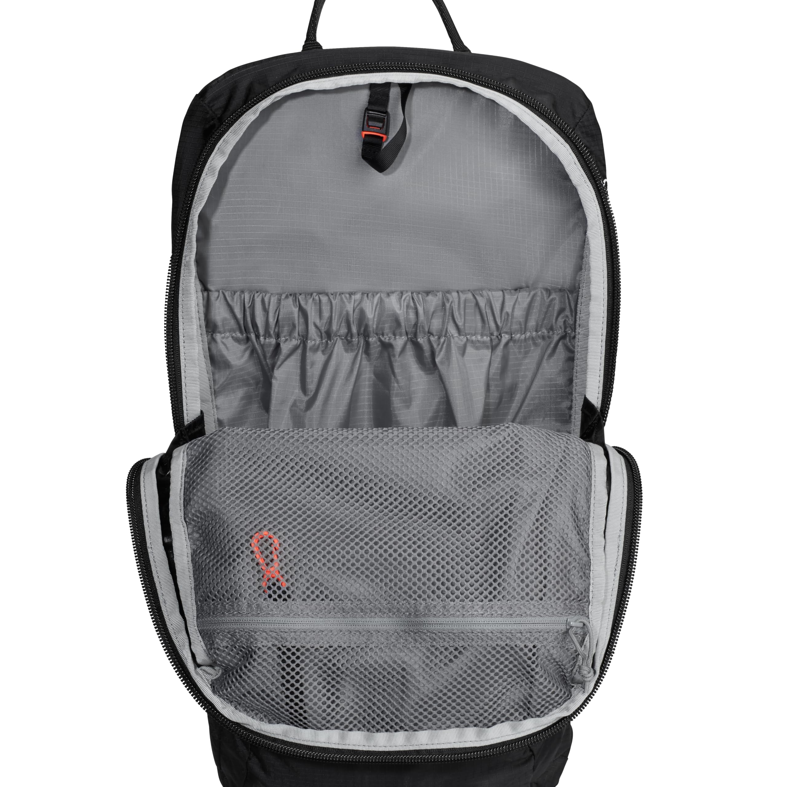 Mammut Neon Light shoulder straps illustrate breathable mesh and adjustability.