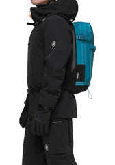 Mammut Nirvana 18L avalanche gear compartment detail, organized safety gear on demand.