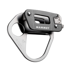 Mammut Nordwand Alpine belay device close-up of friction inserts improving braking efficiency.
