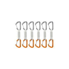 Mammut Sender Wire 6-Pack quickdraws in light grey and gold for alpine routes and sport climbs, lightweight performance