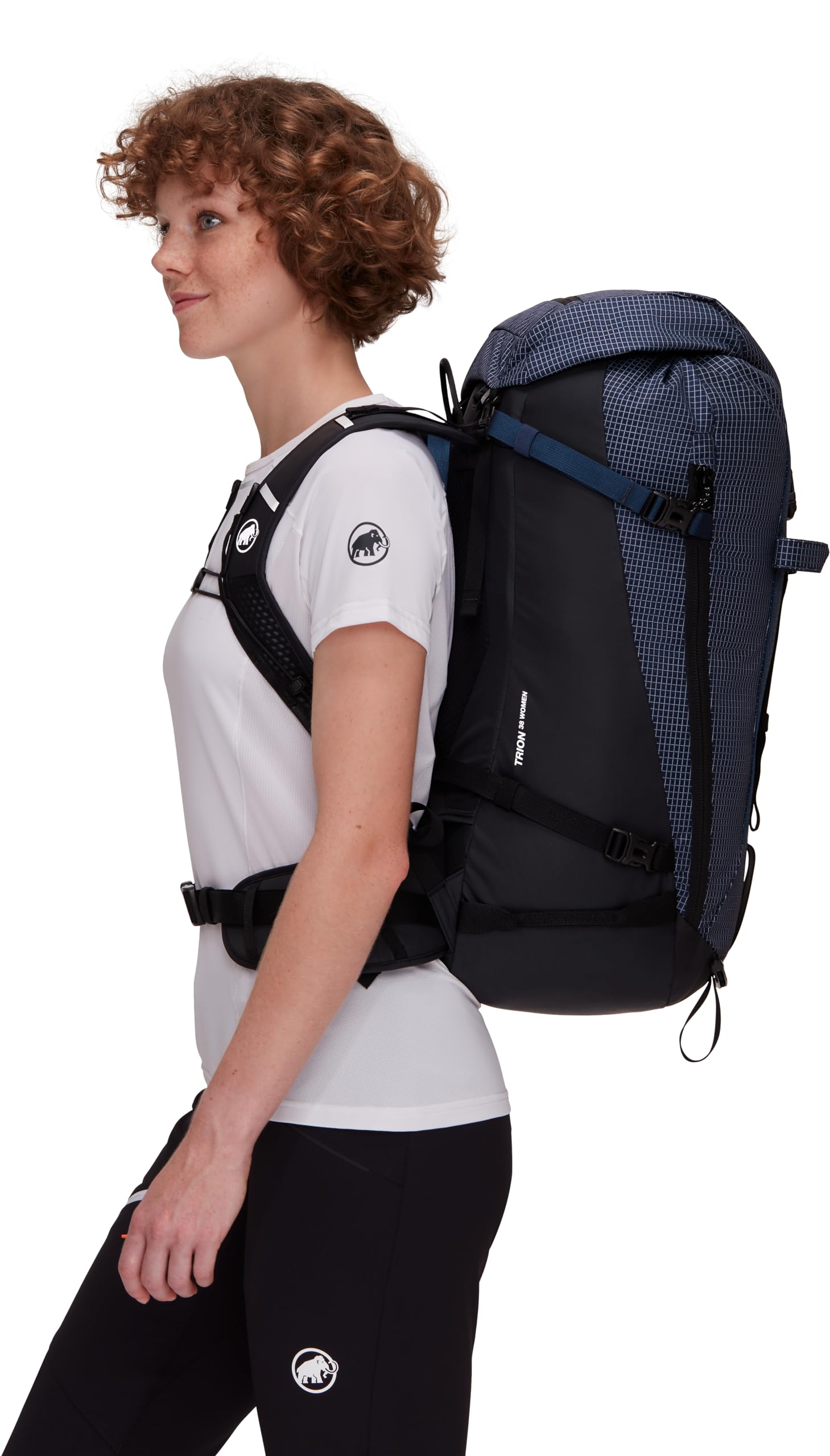 Mammut Trion 38L back system shown, balanced load distribution