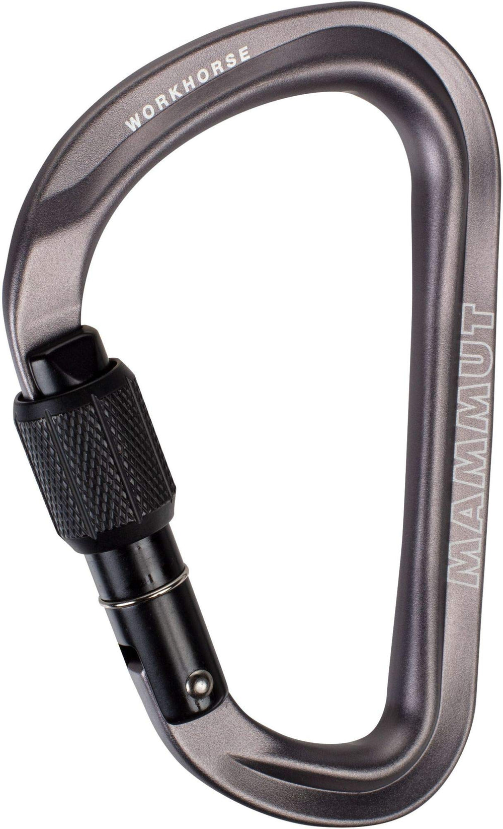 Mammut Workhorse HMS Screwgate key lock nose reduces clipping snagging.