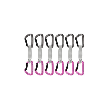 Mammut Workhorse Keylock 6-pack quickdraw in grey and pink, comfortable grip for fast clipping