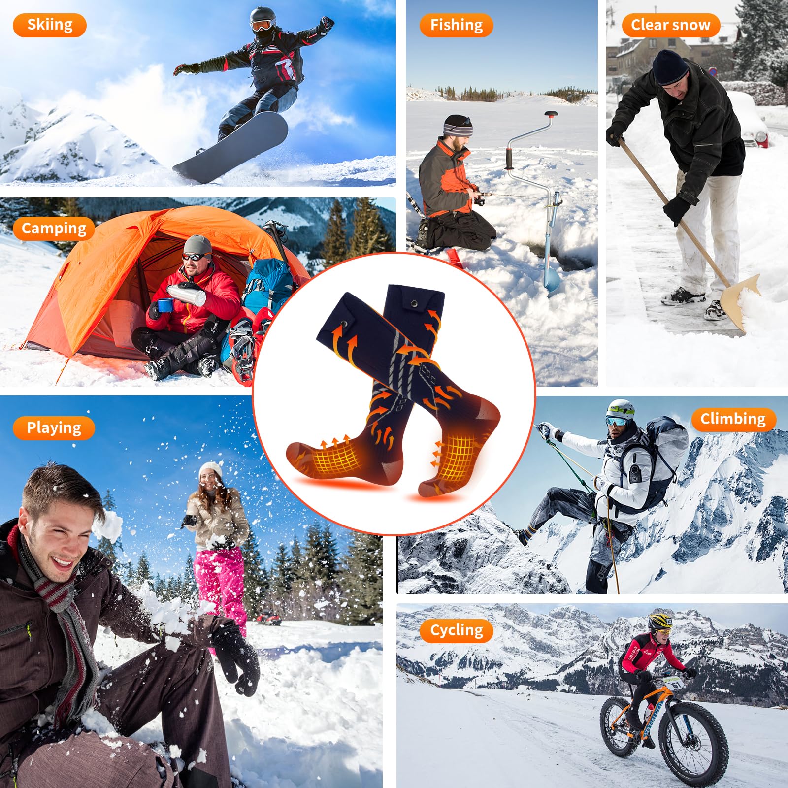 MANAKASA heated socks with high-capacity batteries for extended warmth.