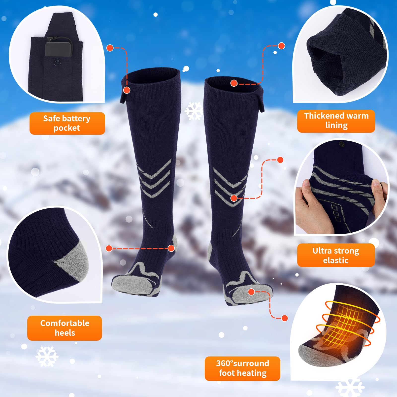 MANAKASA heated socks with four settings and display for customizable comfort.