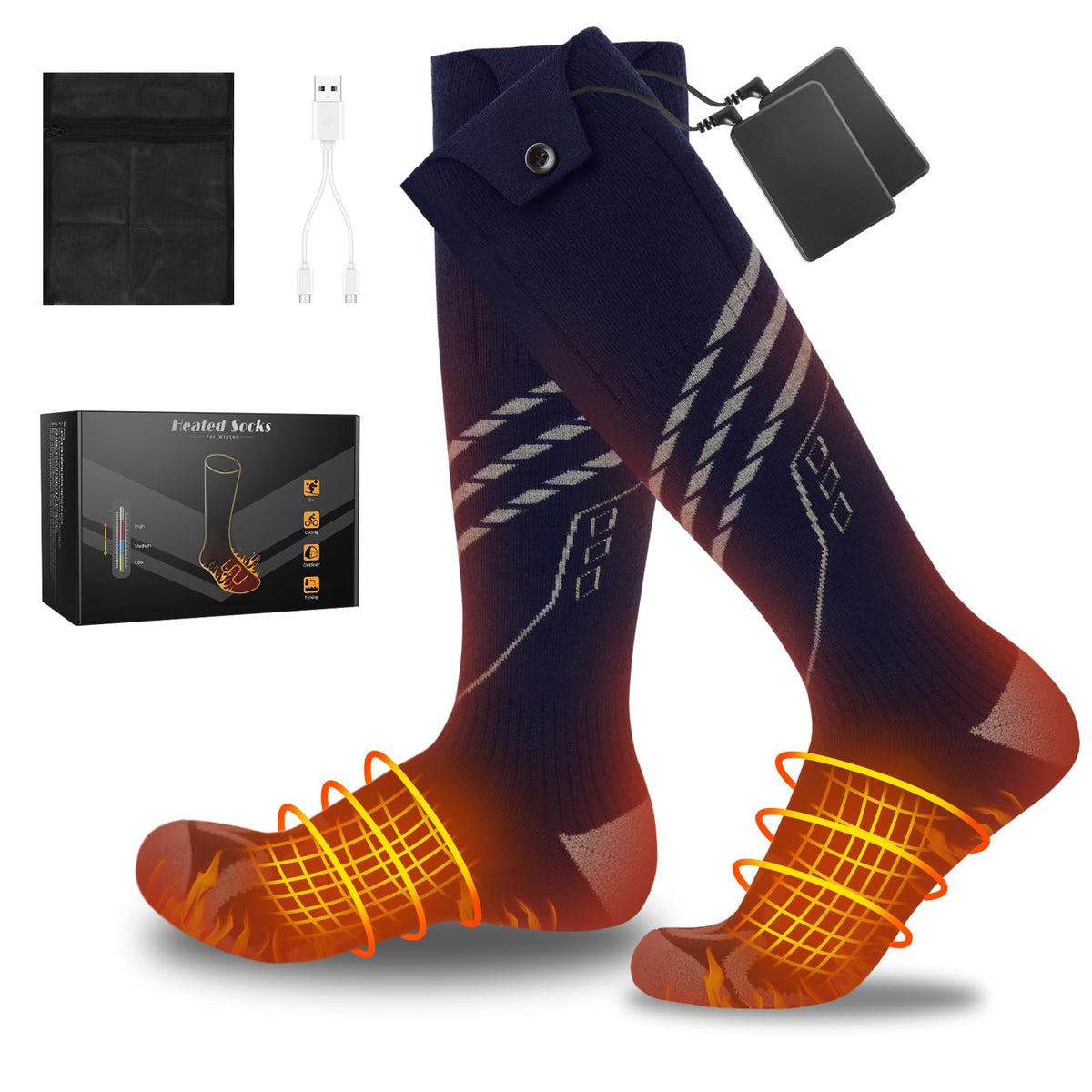 MANAKASA heated socks unisex stretch fabric for all-day warmth and comfort.