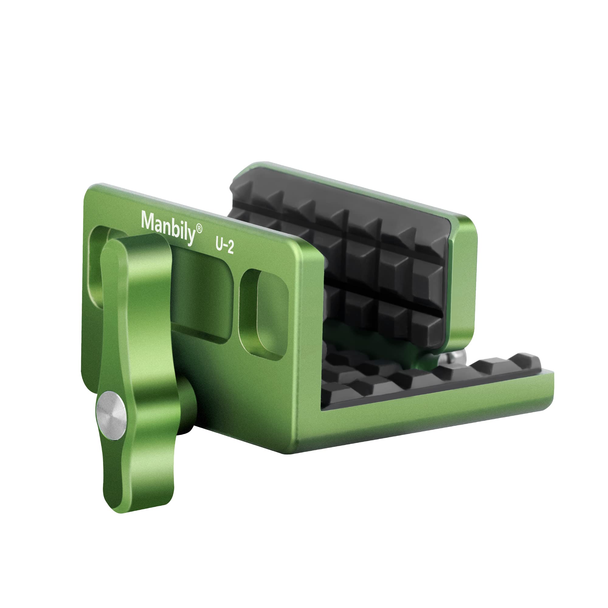 Manbily shooting saddle clamp rest head in green, side view shows durable field-ready design