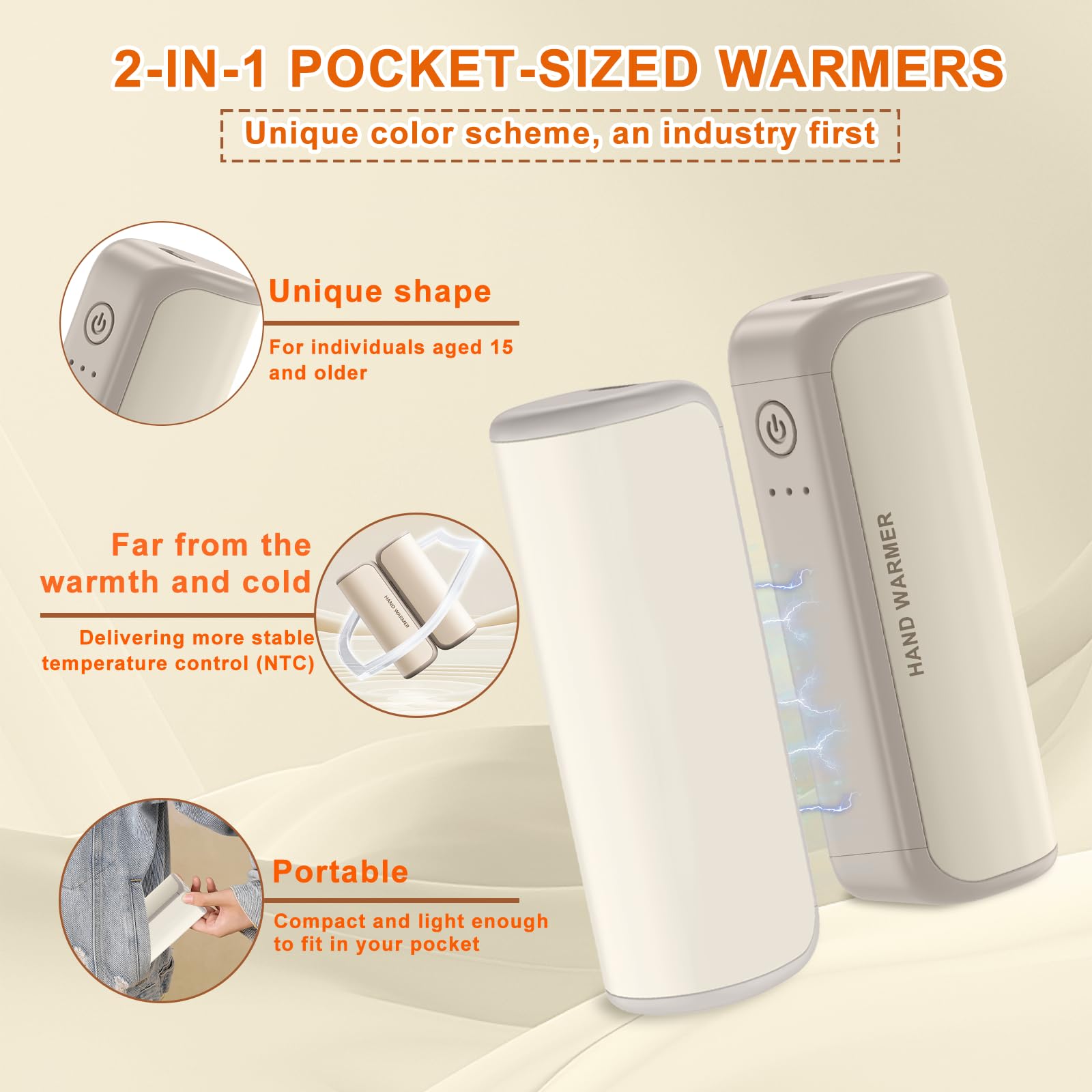 Mangoin rechargeable 3000mAh per side provides hours of warmth after a quick charge