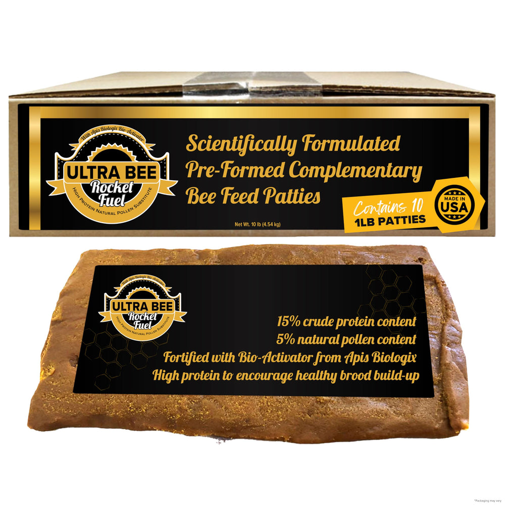 Mann Lake Ultra Bee Rocket Fuel Patties pack front view, high-protein bee nutrition for brood support