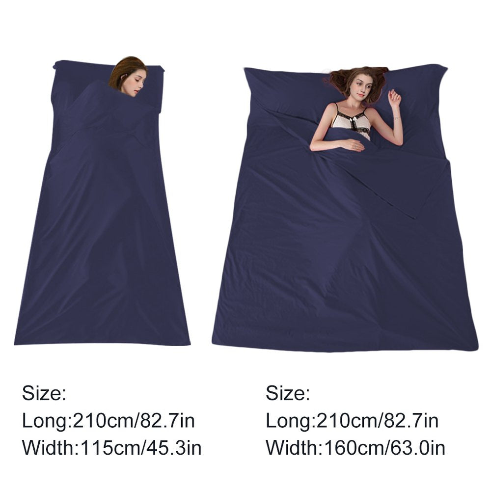 Mannice sleeping bag liner folds to a compact 21 by 21 cm pocket for travel