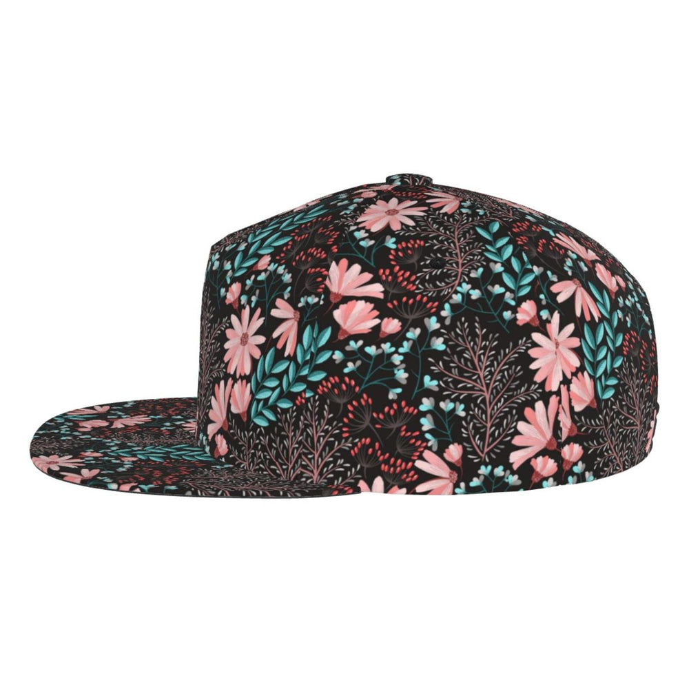 MANQINF tropical flower cap back view shows adjustable snapback fit