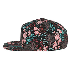 MANQINF tropical flower cap back view shows adjustable snapback fit