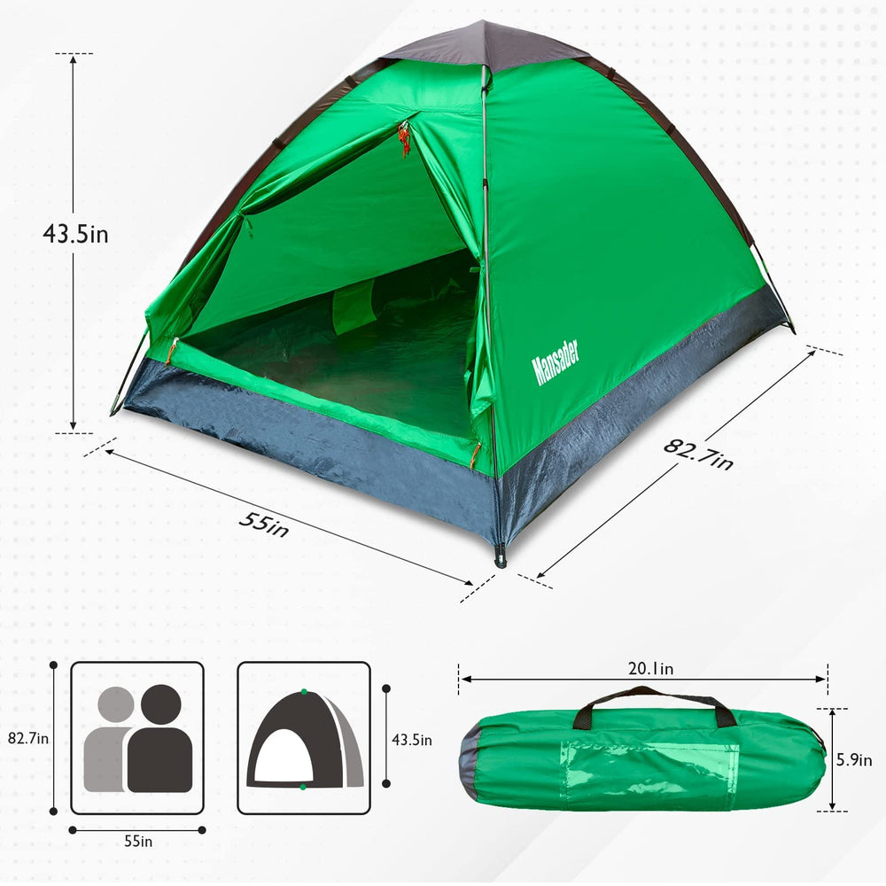 Mansader 2-person dome tent interior is spacious for two campers