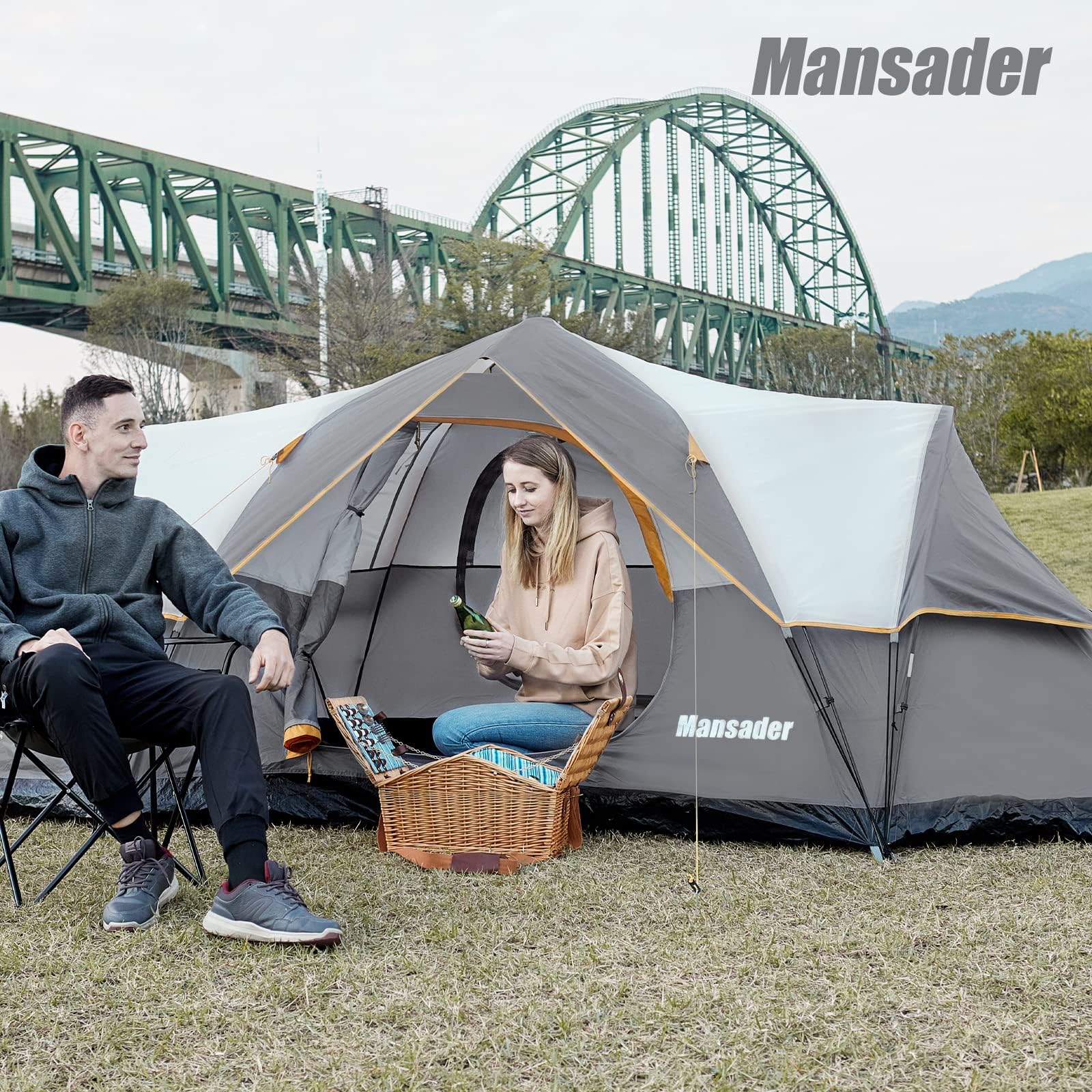 Mansader 6-person family tent windproof structure provides reliable shelter in gusts.