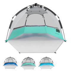 Mansader beach tent with UV protection shields family from the sun