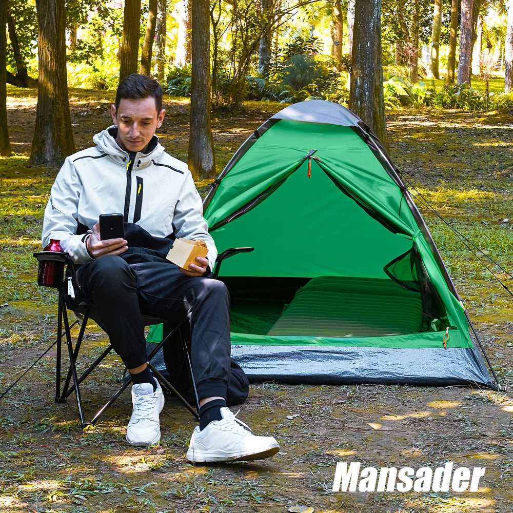 Mansader green dome tent in forest scene for nature lovers