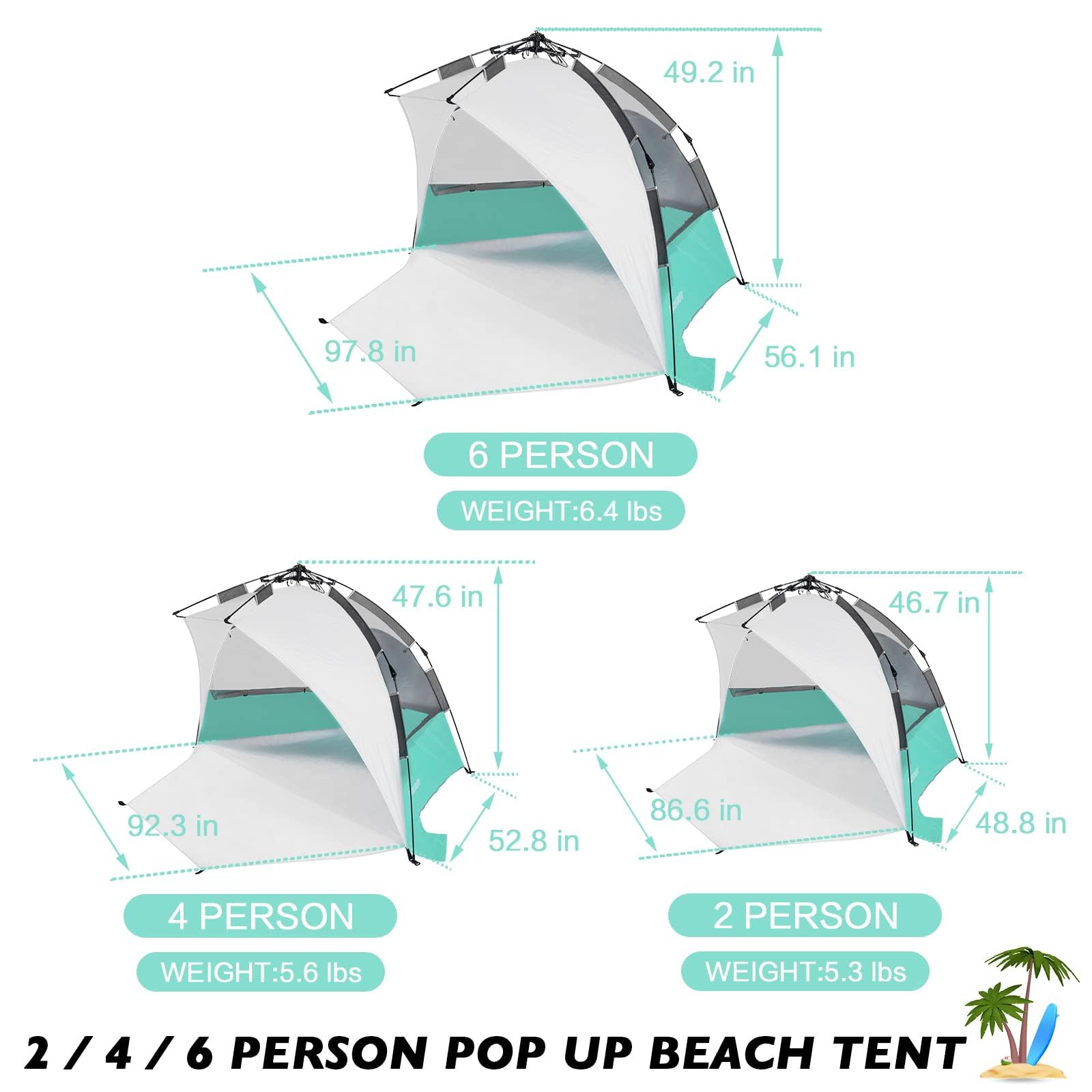 Mansader 2-3 person tent pops up instantly for effortless shade