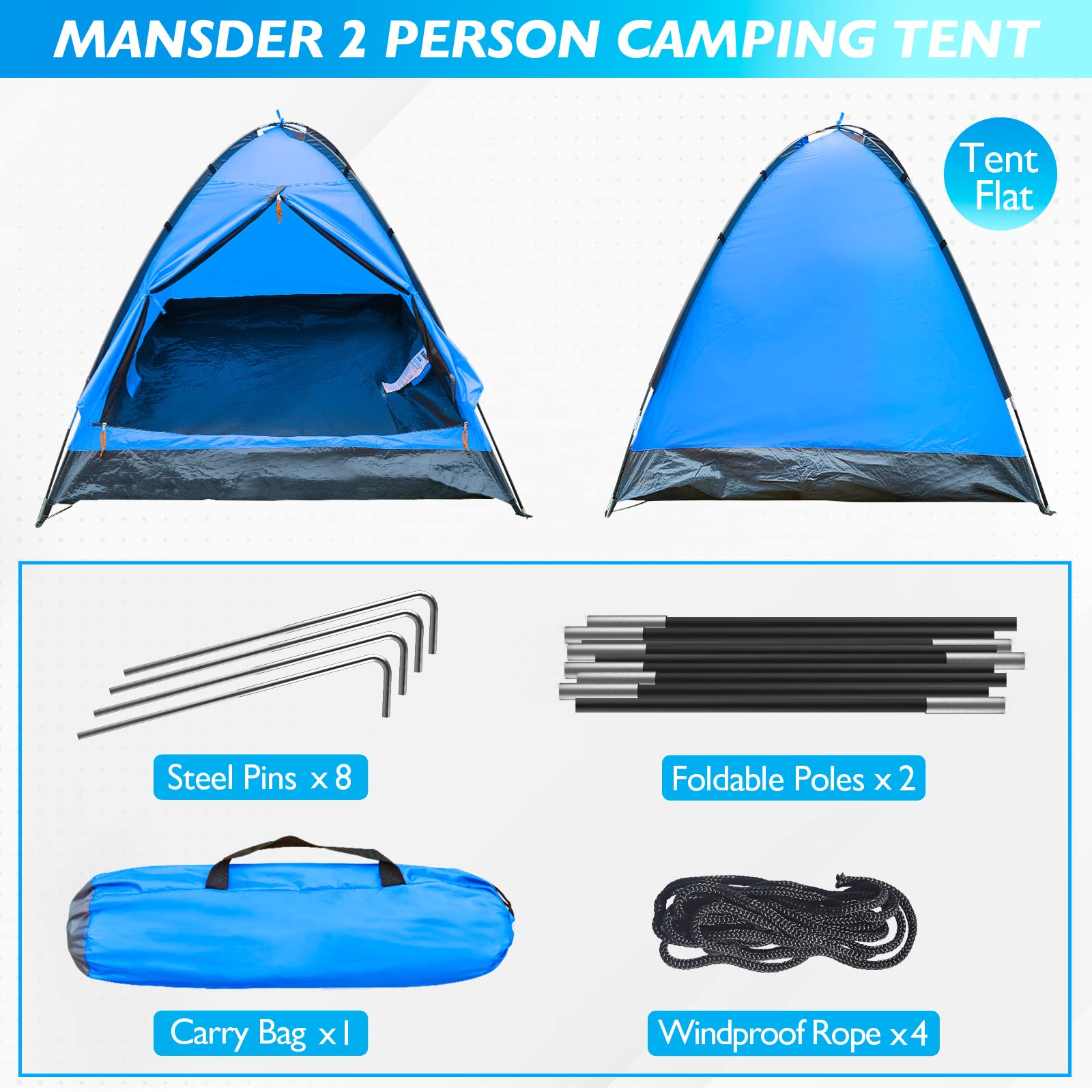 Mansader interior space shows roomy area for two campers