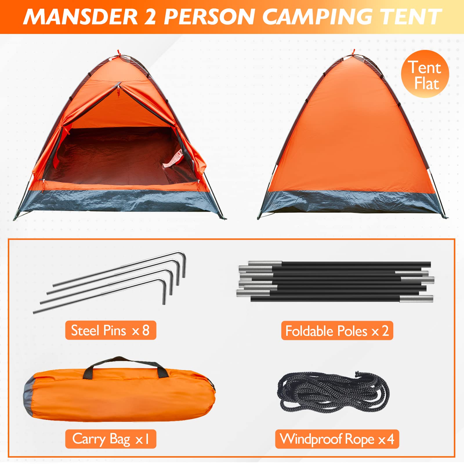 Mansader tent setup in minutes with lightweight frame