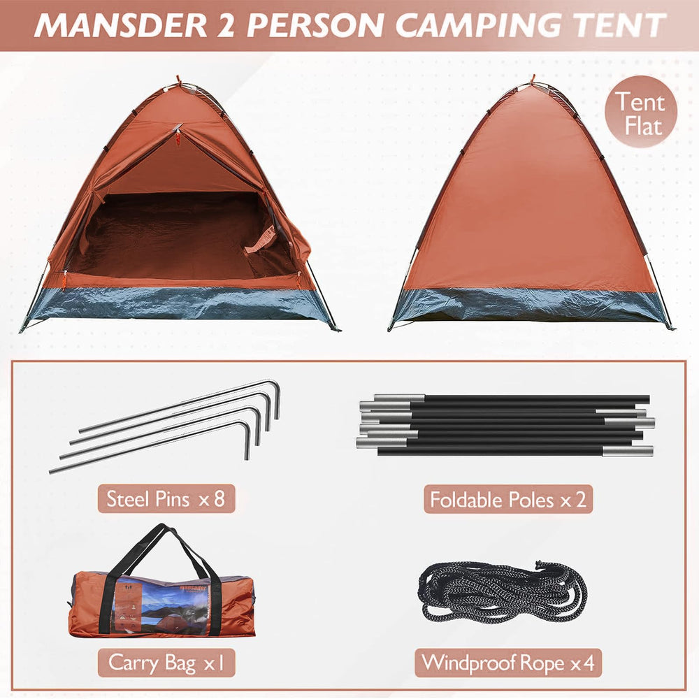 Mansader complete package includes poles, stakes, and carry bag.