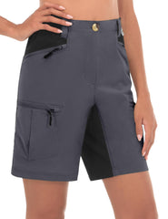 Mapamyumco women's hiking shorts pocket detail showing secure zip pockets.