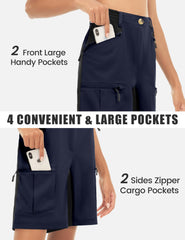 Mapamyumco dark blue shorts with UPF 50+ sun protection on sunny days.