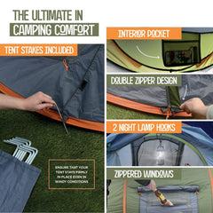 Maple99 tent features dual doors for easy entry and cross-ventilation.
