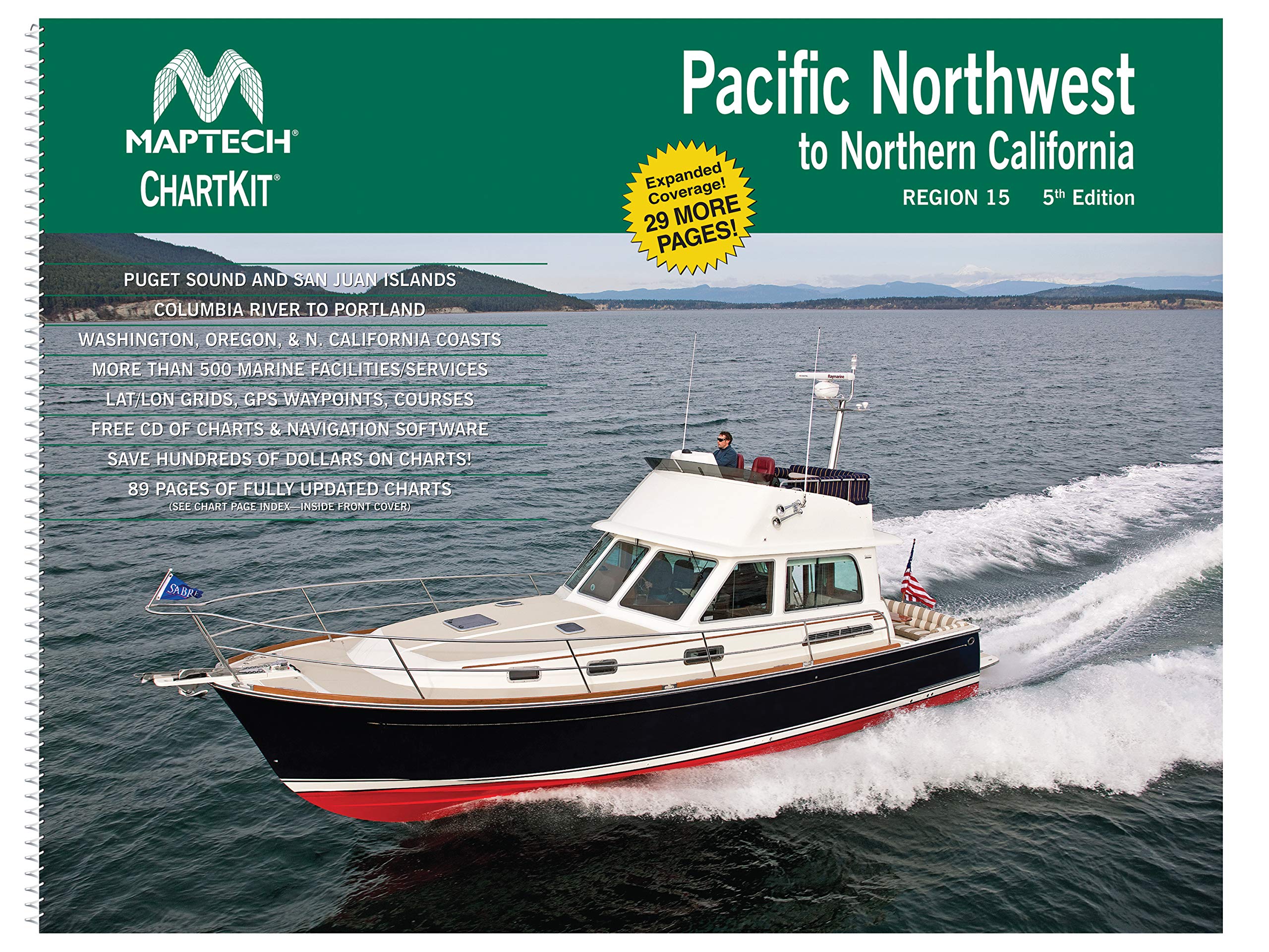 MAPTECH ChartKit Region 15 covers the Pacific Northwest to Northern California with coastal chart coverage for planning