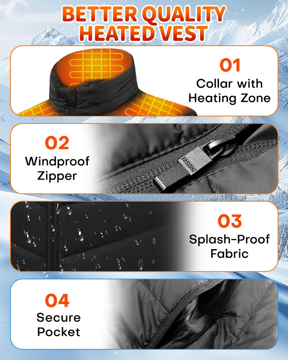 Maraiss heated vest side pocket detail for easy storage.