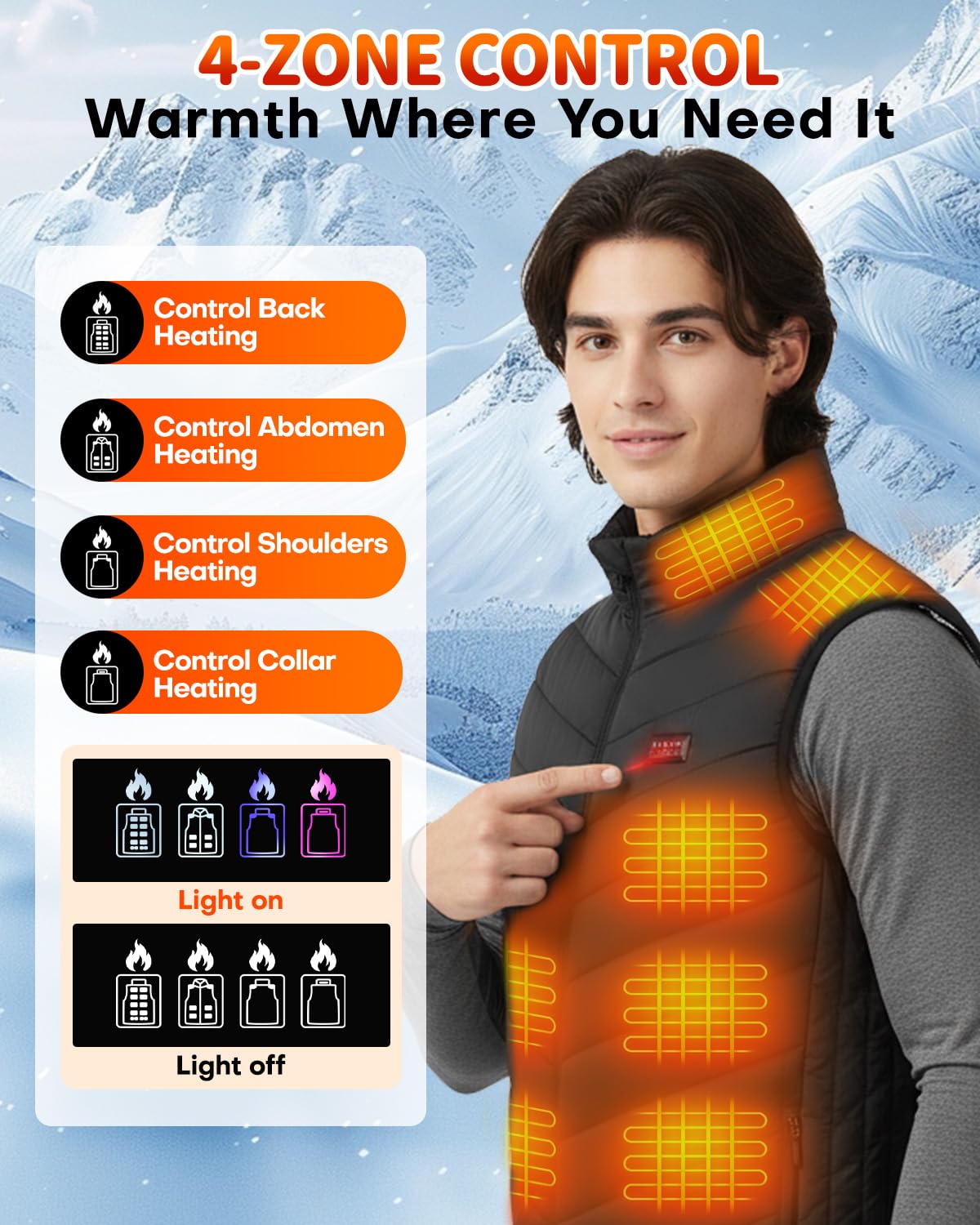 Maraiss heated vest worn under a jacket for versatile layering.