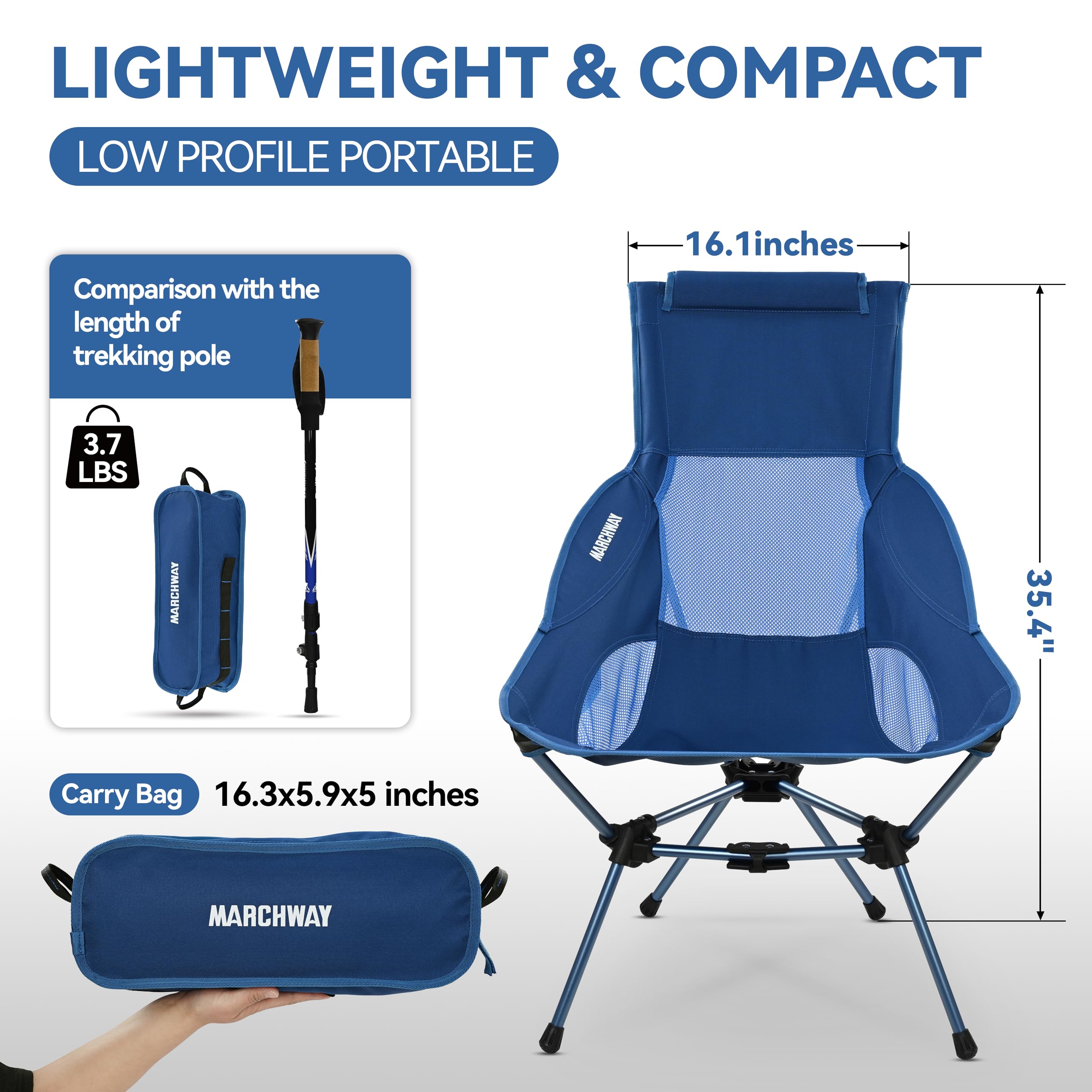 MARCHWAY aircraft-grade aluminum frame keeps weight low without sacrificing strength.