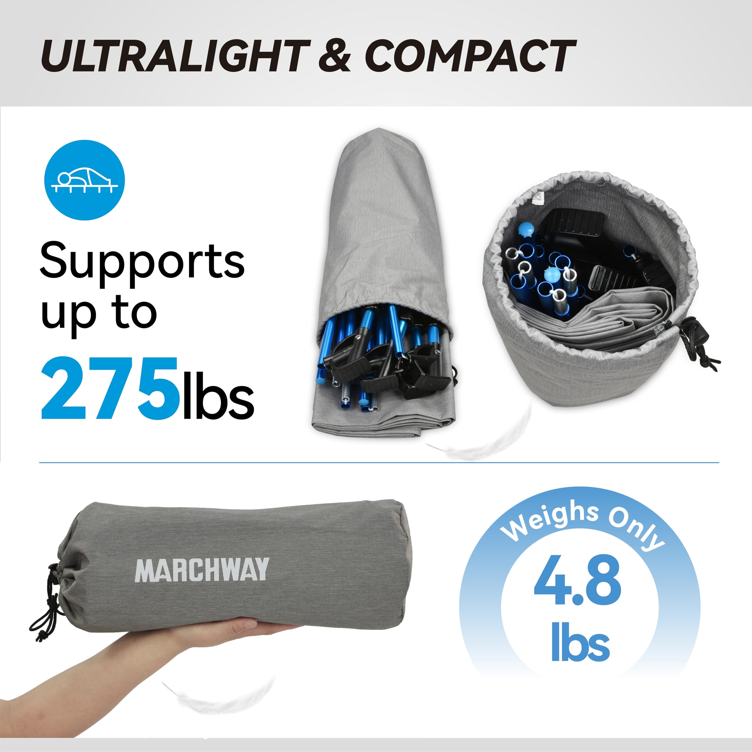 MARCHWAY cot ideal for lightweight travel and basecamp packing