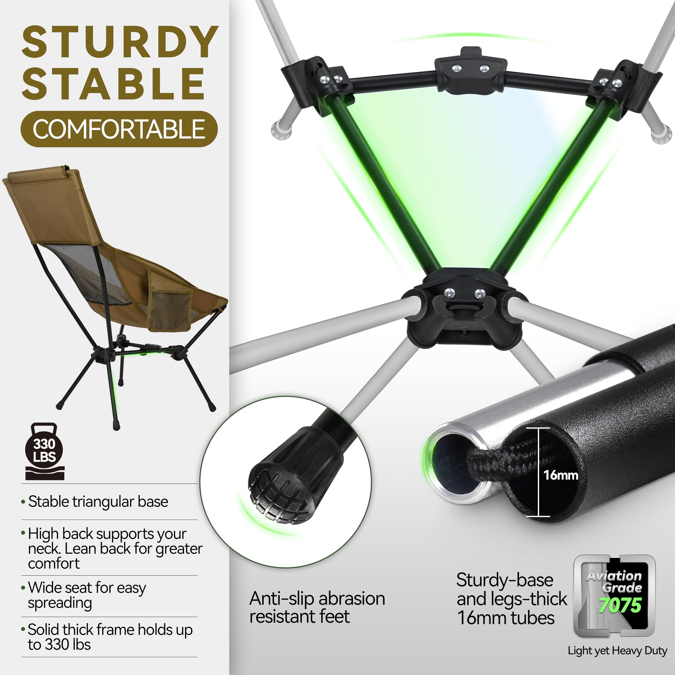 MARCHWAY foldable chair compact size makes packing easy for trips.