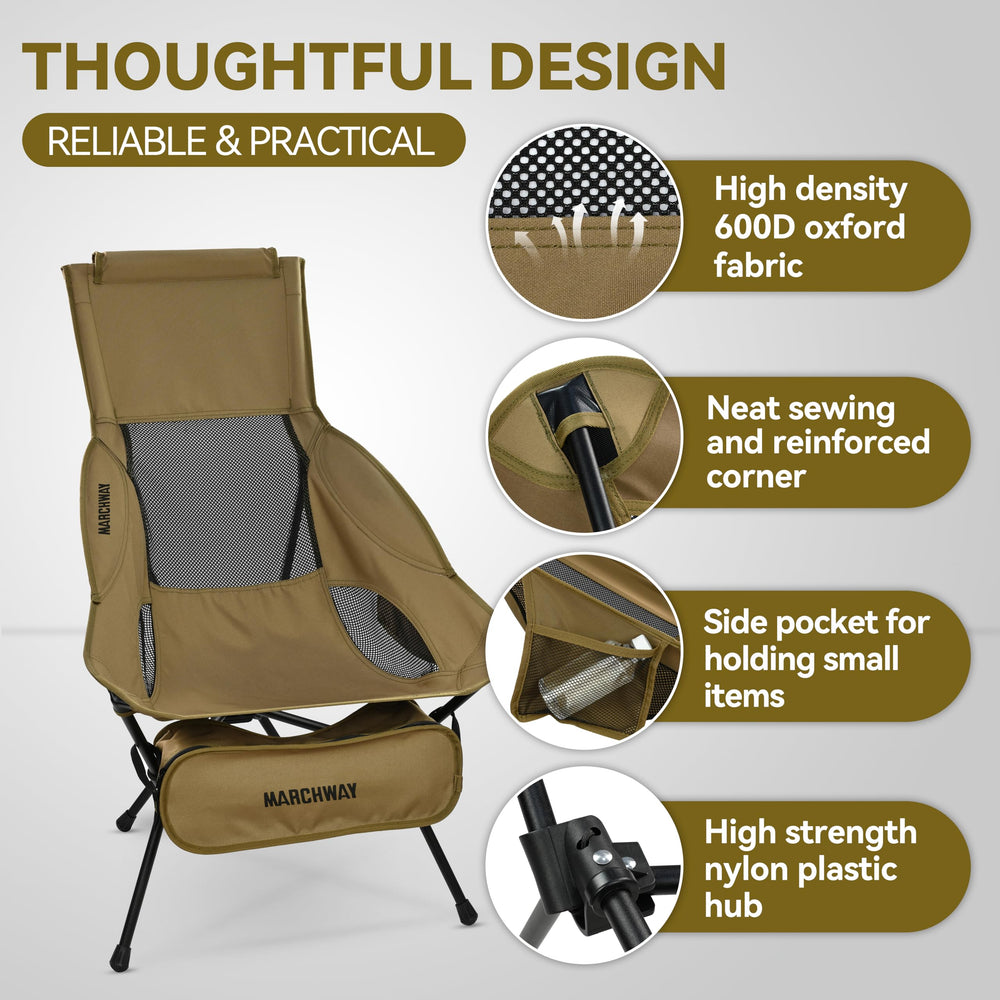 MARCHWAY head-support padded design cushions the neck during extended rests.