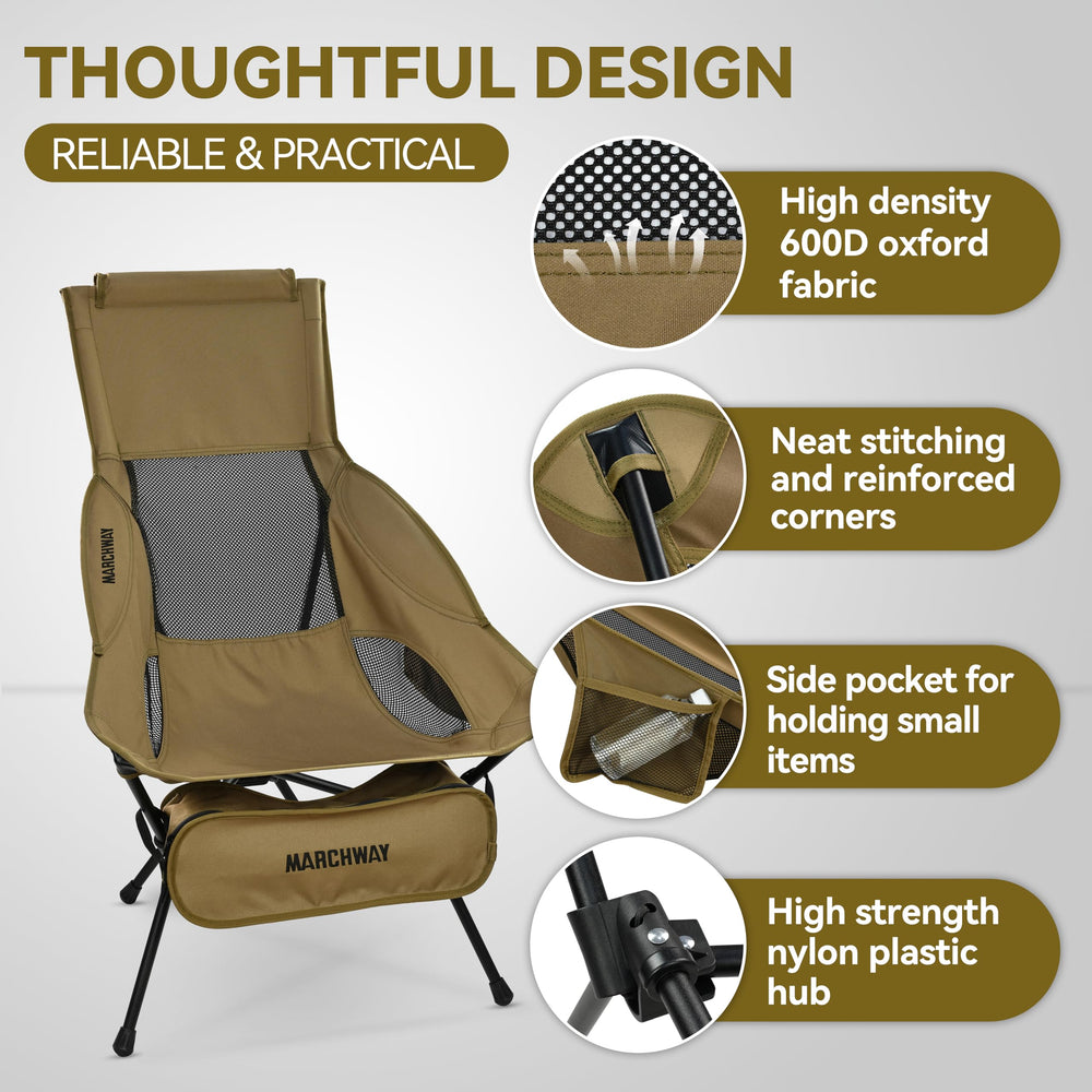 MARCHWAY head-support padded design cushions the neck during extended rests.