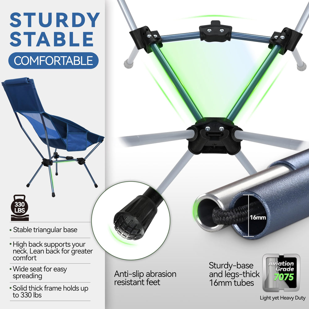 MARCHWAY ultralight 3.7-lb chair folds compactly for easy travel.