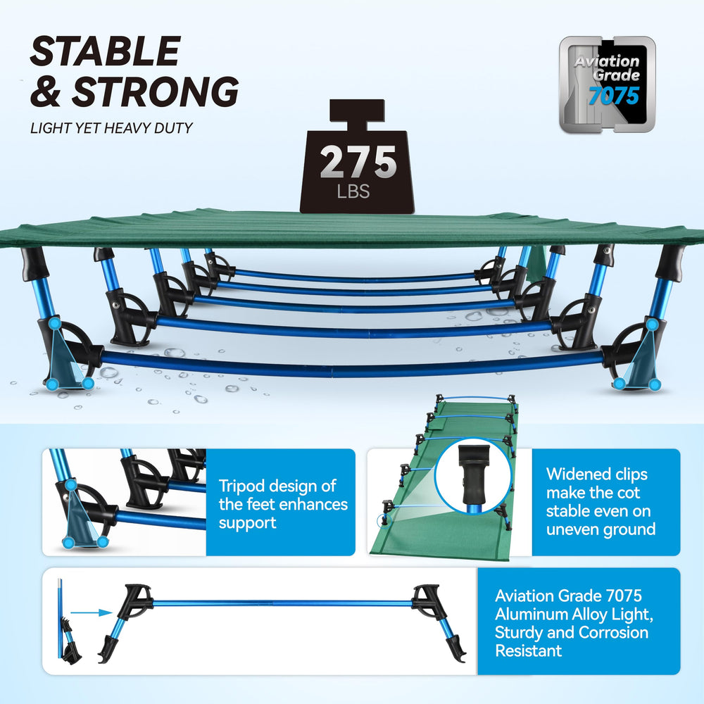 MARCHWAY anti-skid feet prevent wobble on uneven terrain