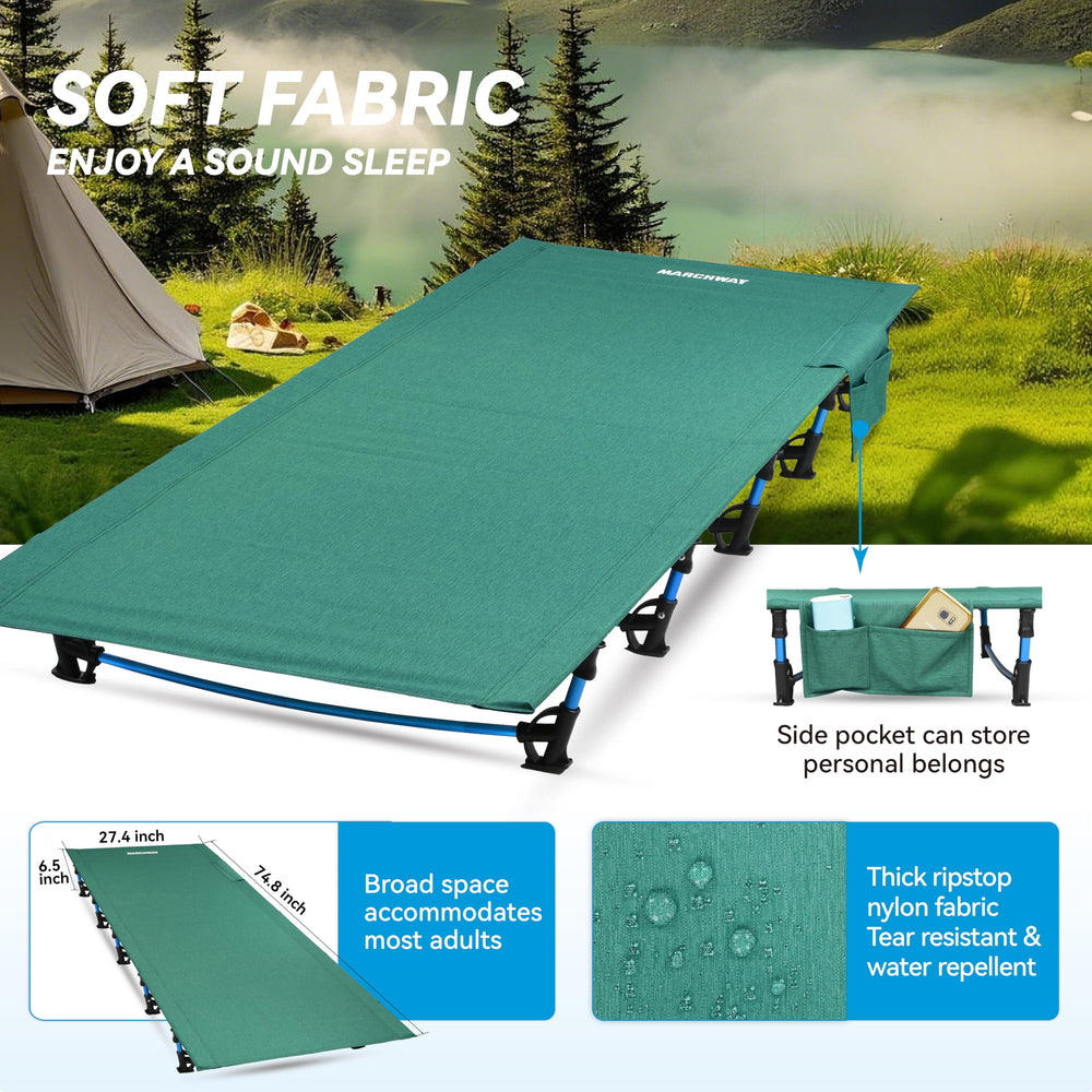 MARCHWAY cot supports 275 pounds with stable platform