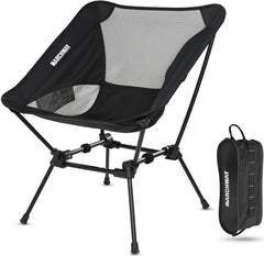 MARCHWAY Ultralight Folding Camping Chair folded in carrying bag for ultralight travel.