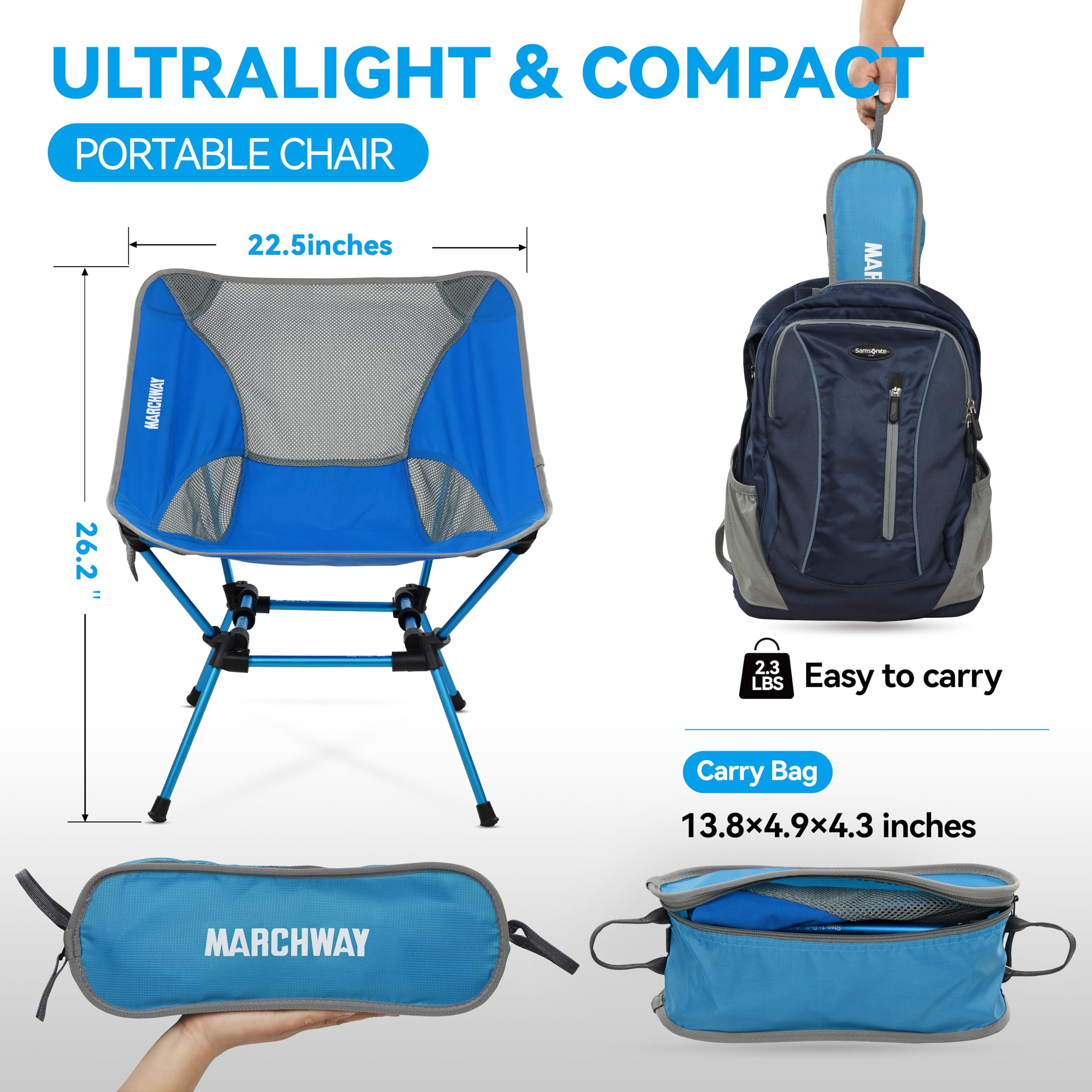 MARCHWAY ultralight chair aluminum-frame durability supports stable outdoor lounging.