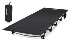 MARCHWAY ultralight folding cot setup shows quick outdoor camp arrangement.