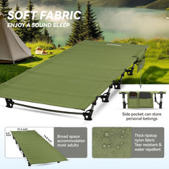 MARCHWAY cot legs close-up highlights aluminum frame durability
