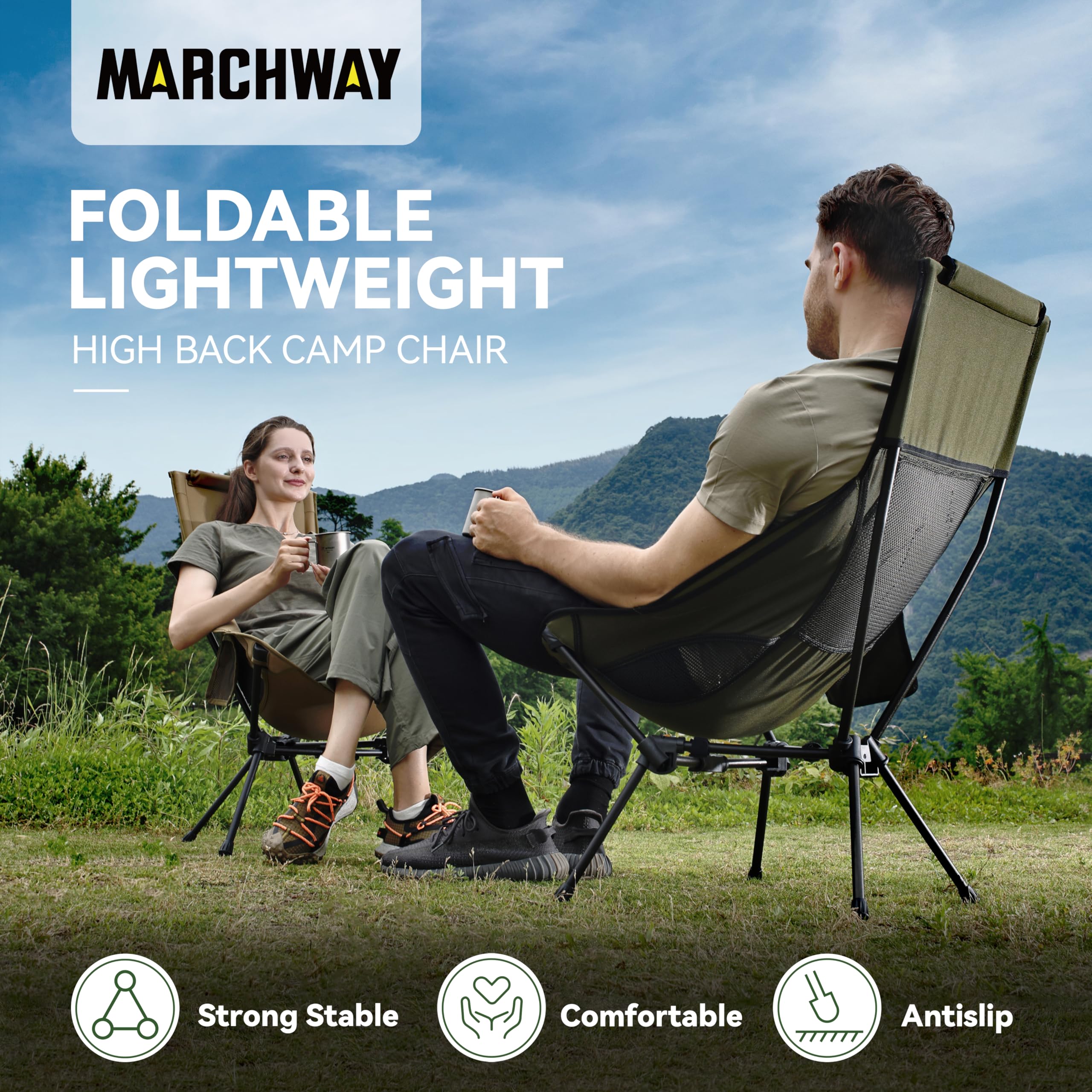 MARCHWAY versatile chair for camping, beach, and festivals.