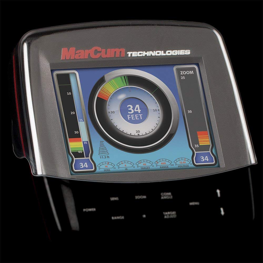 MarCum Snow Shield on LX-7 dial protects from snow and rain during ice fishing