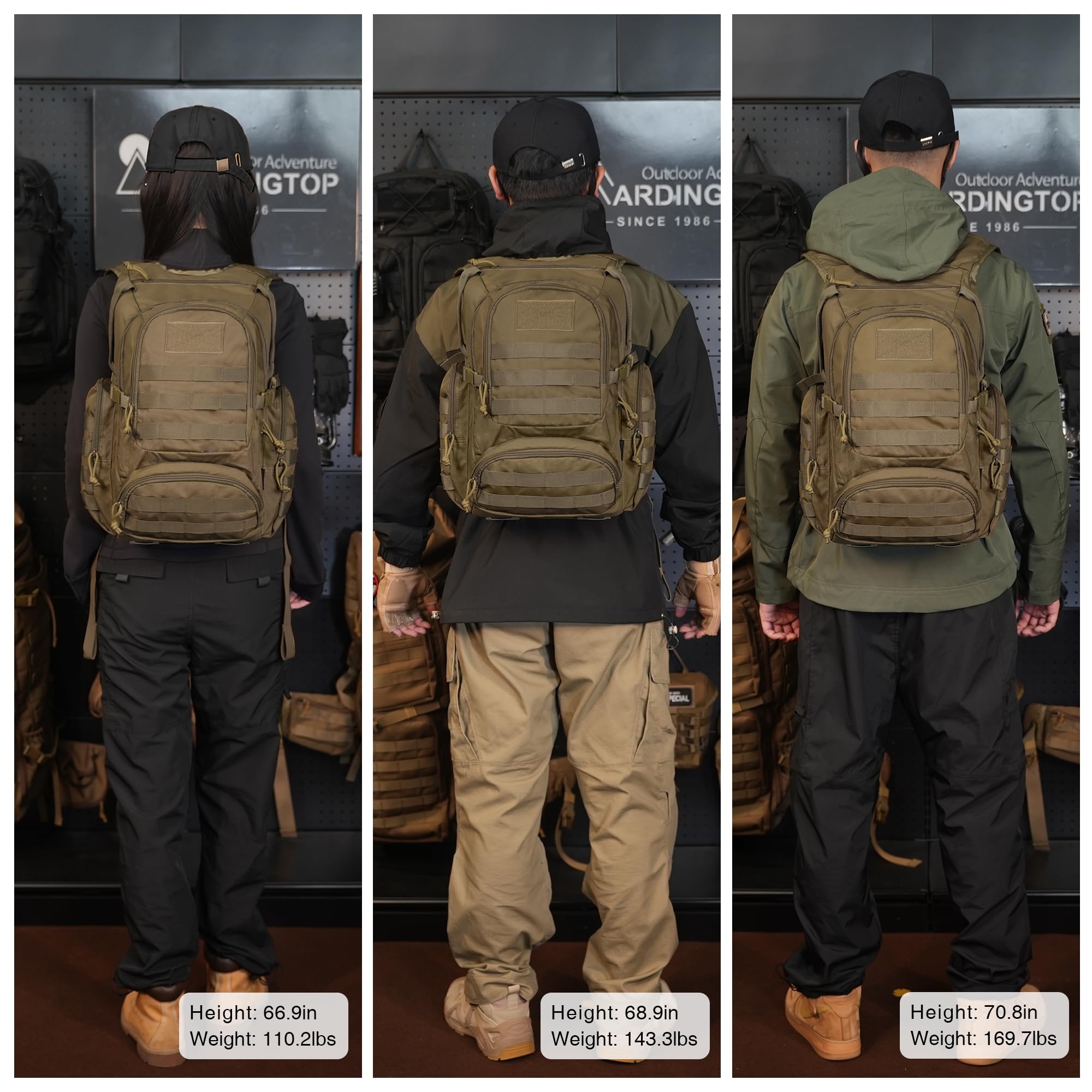 Mardingtop 25L tactical backpack durable 600D fabric closeup—tough weather-ready companion for adventures.