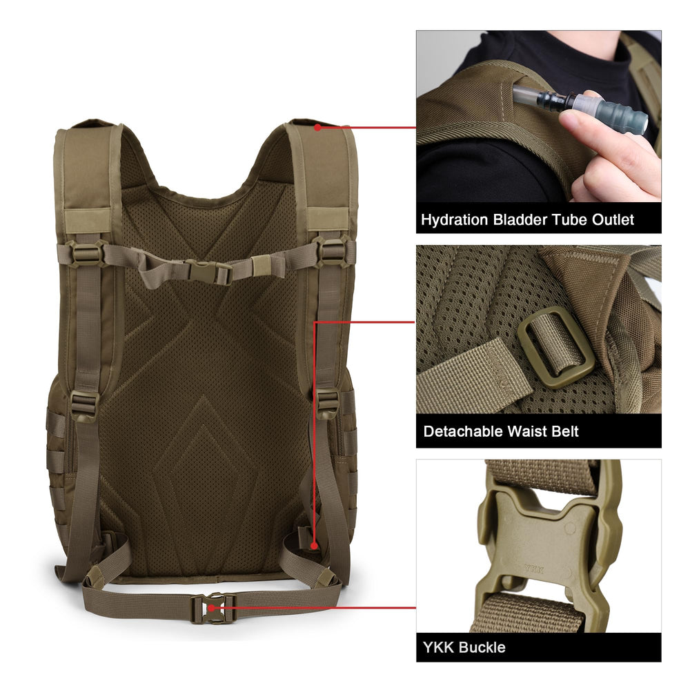 Mardingtop 25L tactical backpack expandable main compartment for gear expansion