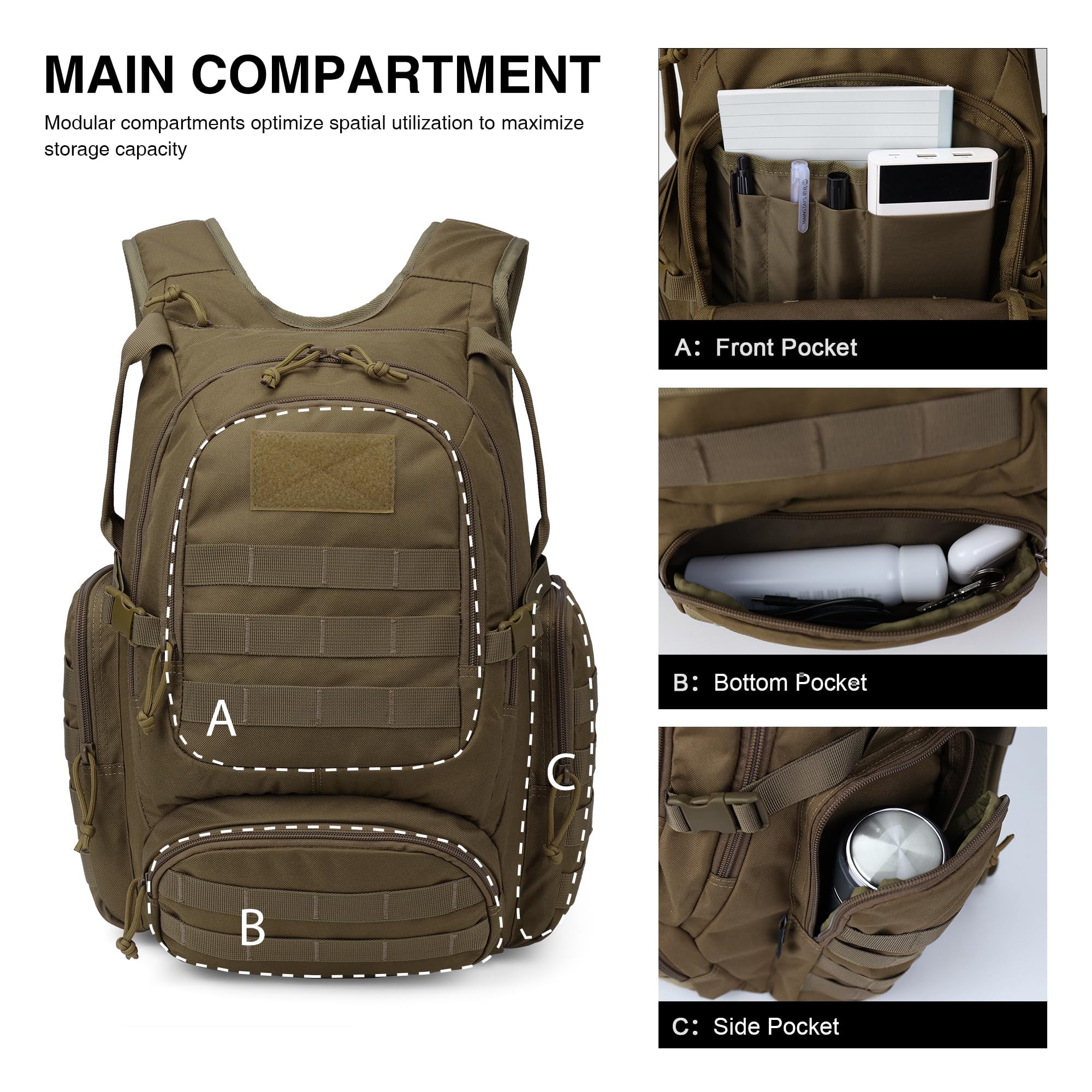Mardingtop 25L tactical backpack front pocket organization for tools and maps